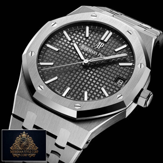 Audemars Piguet 15400ST.OO_.1220ST.04 Royal Oak Gray Replica black background