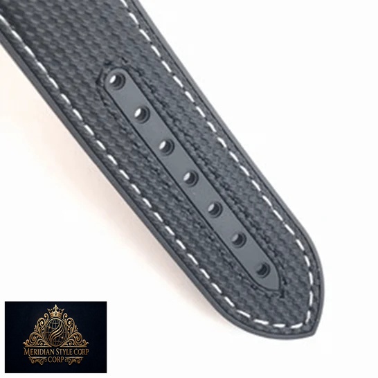 Omega 215.92.46.22.01 Black Rubber Bracelet white background