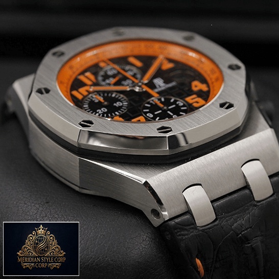 Audemars Piguet Steel Bezel Orange Dial Replica black background