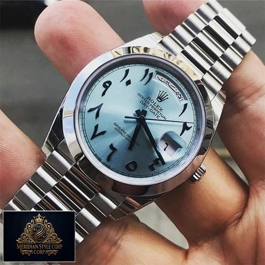 Rolex DayDate 40 228206 Arabic indices Dial Replica on his hands