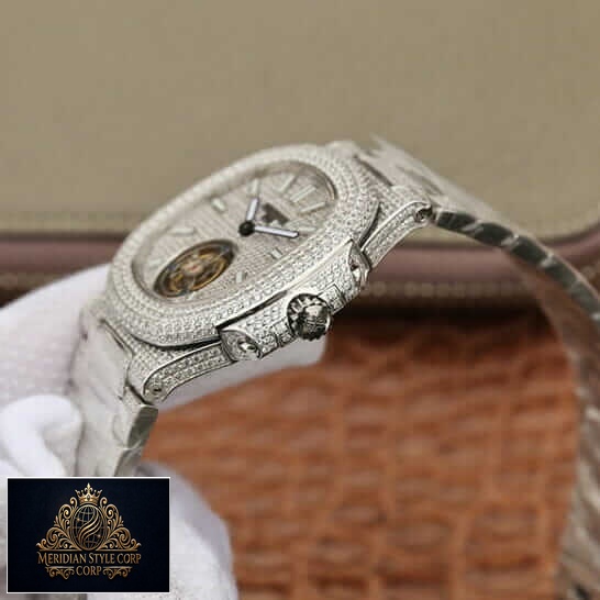 Patek Philippe Tourbillion 6980 White Dial Iced Out Replica side view