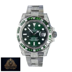 Rolex Submariner 116610LV “Hulk Iced Out” Premium Replica 1:1
