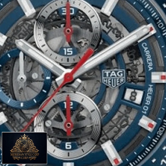 Tag Heuer Blue Dial Red Second Hand Replica close analog view