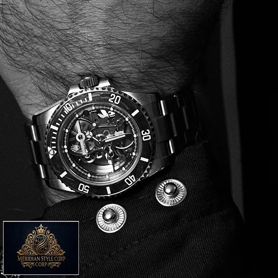 Rolex Oyster Perpetual Skeleton Replica on a man's wrist