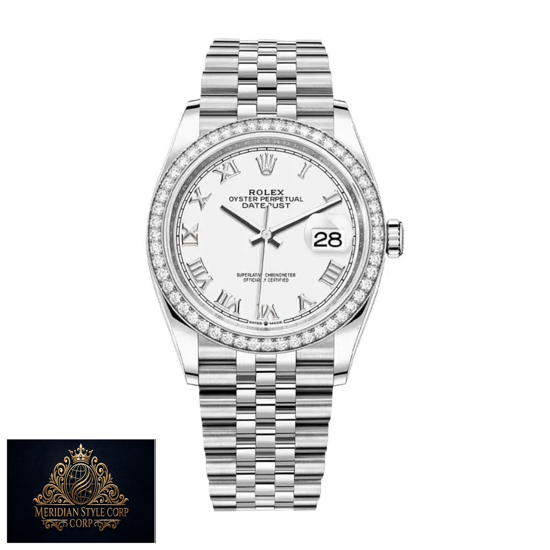 Rolex Datejust roman diamond bezel on the white background