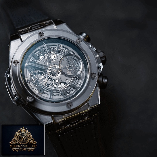Hublot Big Bang Unico Sapphire Black Rubber Bracelet Replica black background