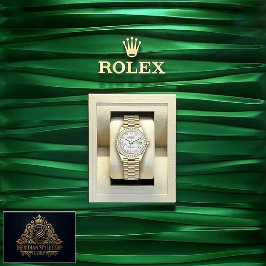 Rolex datejust diamond on green backround