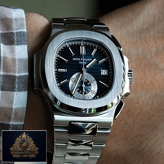 Patek Philippe 59801A-001 Nautilus Blue Dial Steel Replica on the man wrist