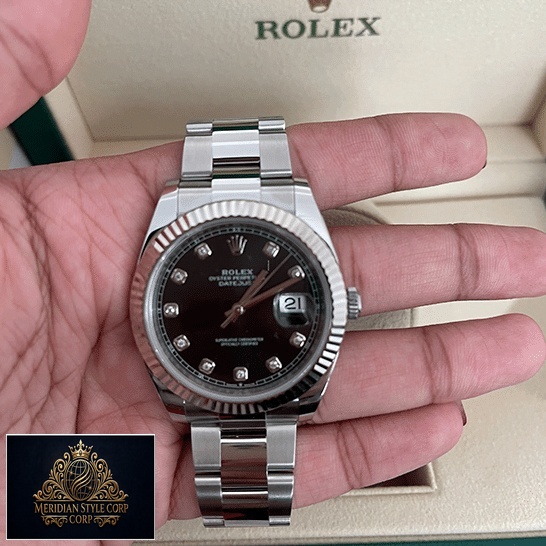 Rolex Datejust Black Dial Replica hand over box