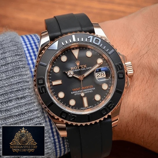 Rolex Yacht Master II Black Rubber & Black Dial Replica on the wrist