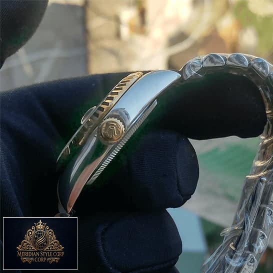 Rolex Day-Date 128238 MOP Replica Silver Case & Gold Crown Pusher