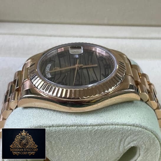 Rolex Day-Date Wave 218235-0035 Rose Gold Case Replica Left Side