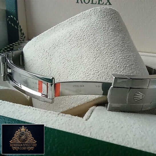 Rolex Perpetual 31 277200 Replica Open Fold Clasp on the Rolex Logo in the Rolex Box