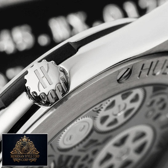 Hublot Classic Fusion Steel Case Replica crown on the hulobt logo
