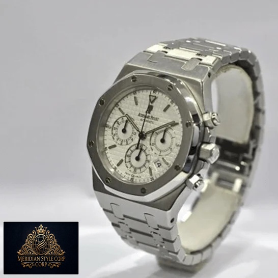 Audemars Piguet Royal Oak White Dial Steel Bracelet Replica gray background