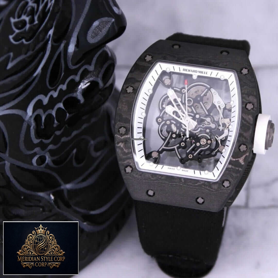 Richard Mille White Dial Black Bezel Replica front view