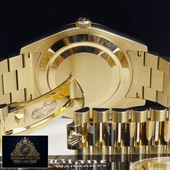 Rolex Day-Date 218238-0037 Precision Clone Edition rolex day date 218238 0037 replica case Rolex Day-Date II 218238-0037 Yellow Gold Case Replica Open Fold Clasp