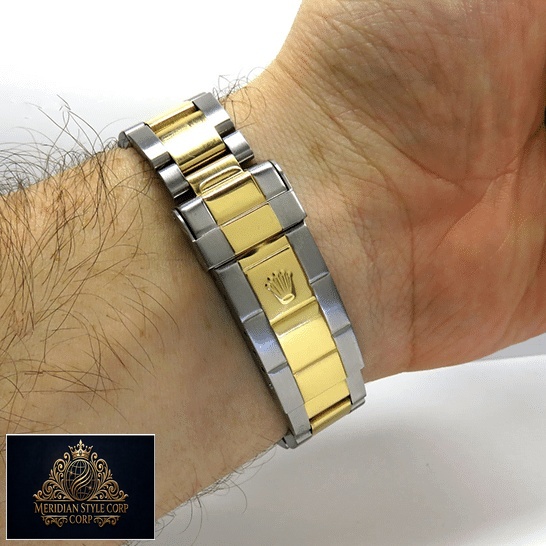 Rolex Submariner 16613 Two Tone Bracelet Fold Clasp on the Rolex Logo Replica