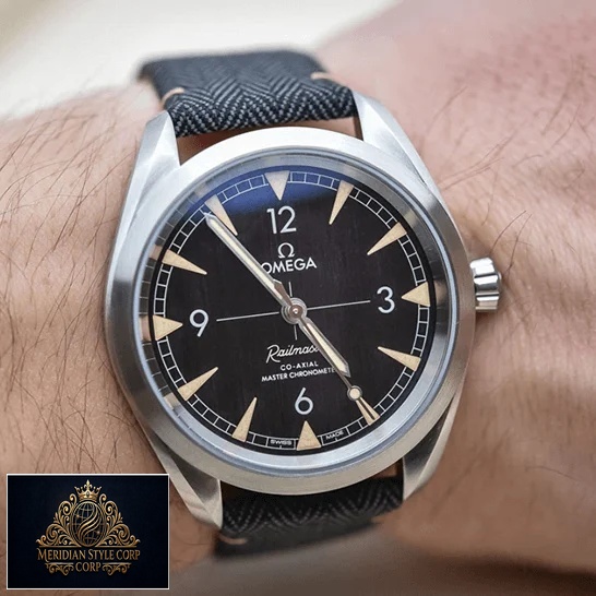 Omega 220.12.40.20.01 Railmaster Black Dial Steel Case Replica on the man wristh