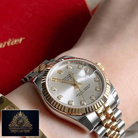Rolex Datejust Diamond Replica on a woman's wrist