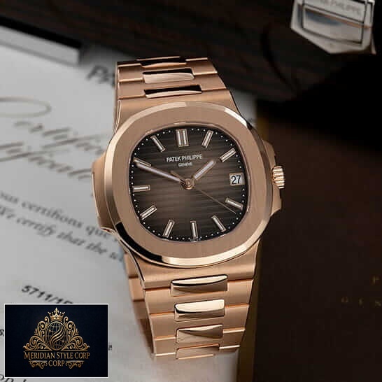 Patek Philippe Nautilus Black Dial Rose Gold Replica on the warrant card