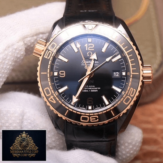 Omega Seamaster Planet Ocean Ceramic Black Dial Replica on the hand