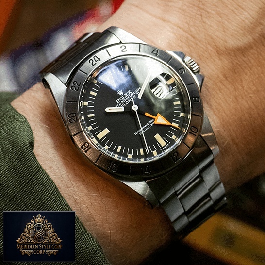 Rolex Explorer II 1655 (Antique) WARO025 Black Dial Replica on his arm