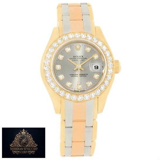 Rolex Tridor Pearlmaster 80298-0048 Ladies Gold & Diamond Bezel Replica