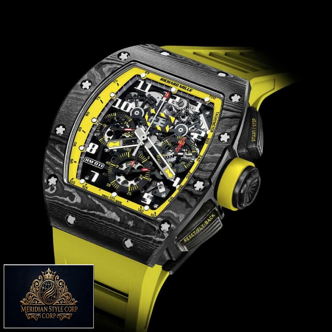 Richard Mille Black Bezel Yellow Bracelet Replica black background