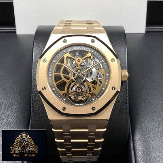 Audemars Piguet Tourbillion Gold Replica on leather stand
