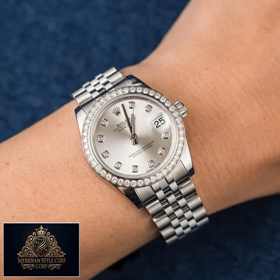 Rolex Datejust 178384 White Gold Diamond Bezel Replica on the wrist