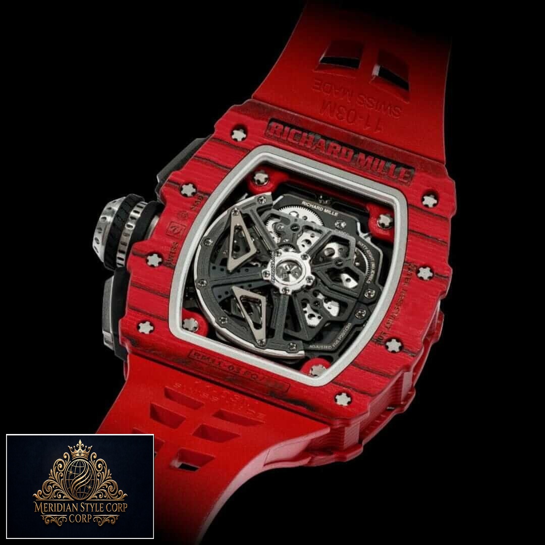 Richard Mille RM11 03 Red Bracelet Case Replica upside view black background
