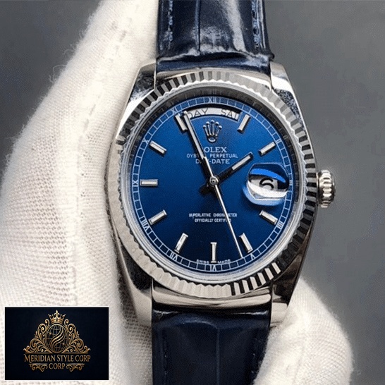Rolex Day-Date 118139-0004 V5 Blue Dial Steel Bezel Replica