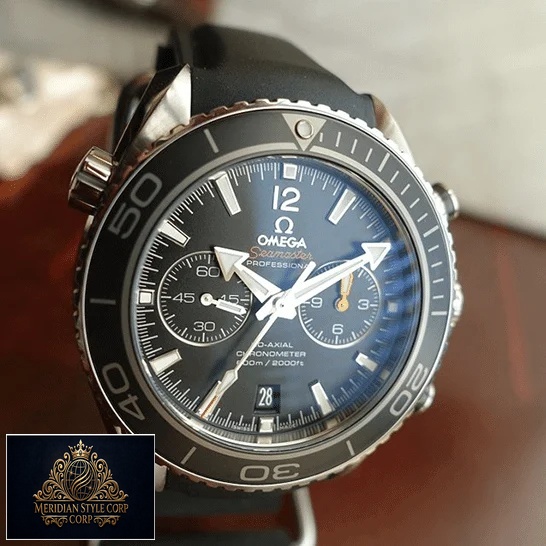 Omega Seamaster Black Dial Black Rubber Replica on the table