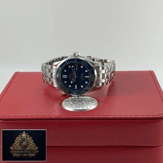 Omega Seamaster 300m Steel B lue Dial Replica on the red box