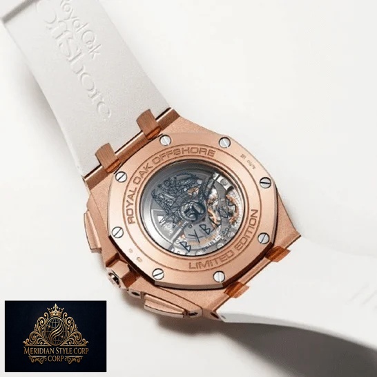 Audemars Piguet Gold Case White Rubber Bracelet Replica upside view