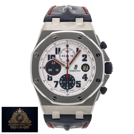 Ap Royal Oak 26208ST.OO_.D305CR.01 White Dial Blue Rubber Bracelet Replica front view