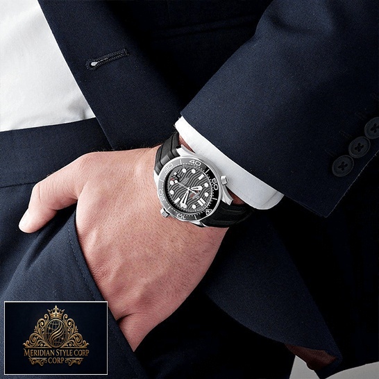 Omgea Seamaster 300m Diver Black Bracelet & Dial Replica on the wrist