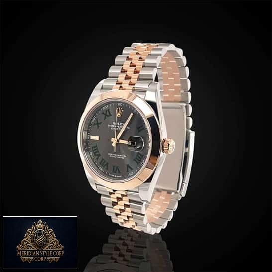 Rolex Datejust 126301-0016 Rose Gold Bezel Jubilee Replica and Black Background