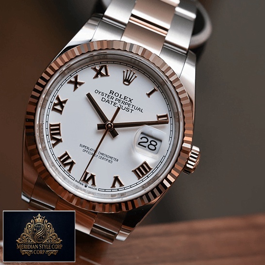 Rolex Datejust 126231 White Dial Roman Oyster Replica grey background