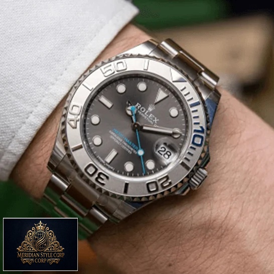 Rolex 268622 Steel Platinnum Grey Dial Replica white shirt at the wrist
