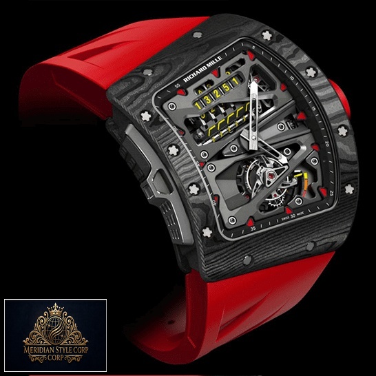 Richard Mille 70-01 Red Rubber Bracelet Rpelica black background