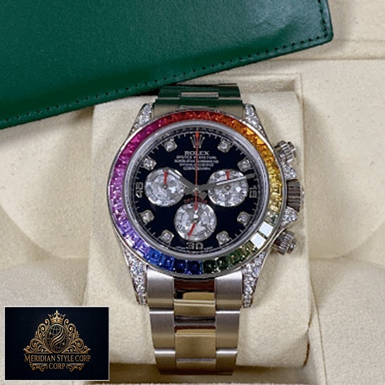 Rolex Daytona Stainless Steel Oyster Bracelet Rainbow Diamond Bezel 116599RBOW Replica