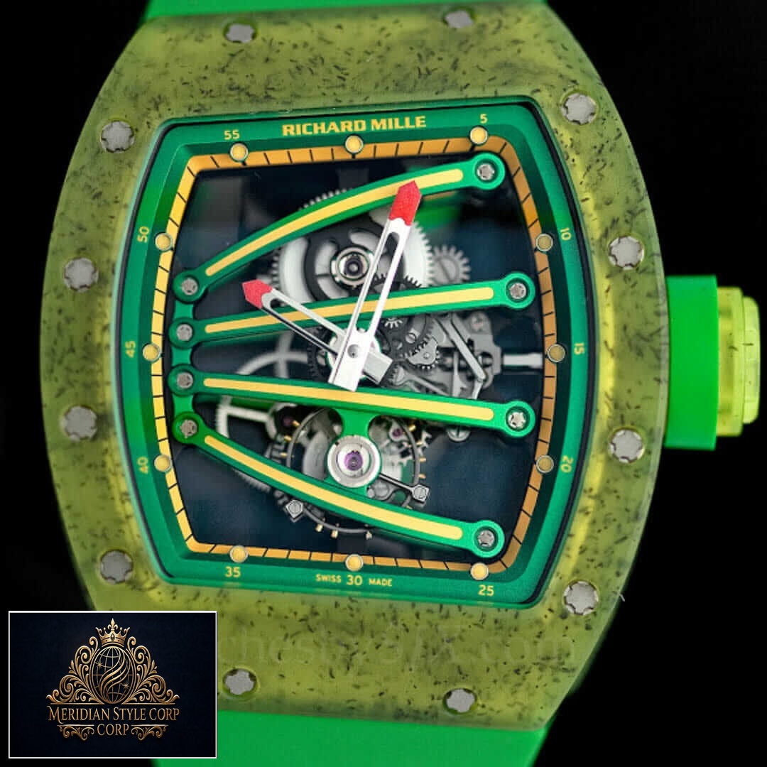 Richard Mille Green Carbon Bezel Replica black background