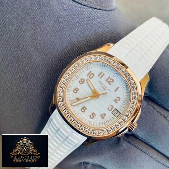 Patek Philippe White Dial Aquanaut Luce White Rubber Bracelet Replica on the hand