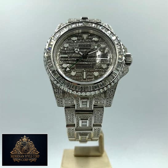 Rolex GMT-Master II Custom Diamond Set 116710LN Iced Out Replica Gem-Set bezel