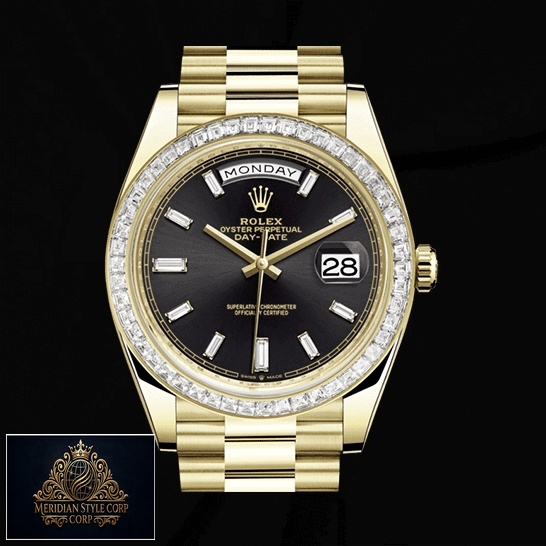 Rolex Day-Date 40 228238-0007 Replica black dial with diamonds