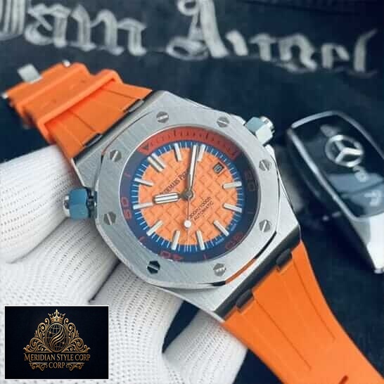 AP Royal Oak 15710ST Orange Rubber Bracelet Replica fornt view