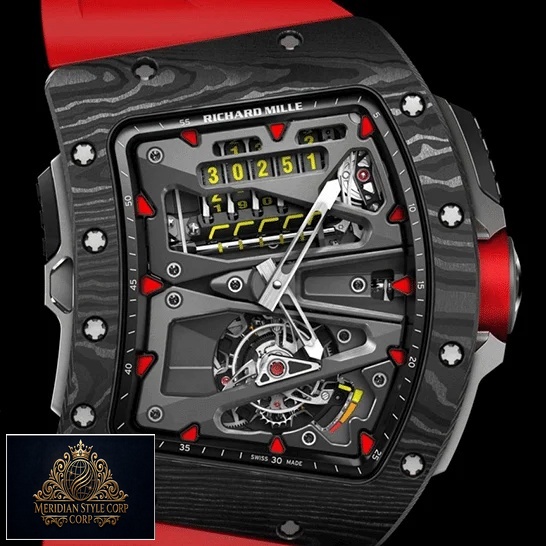Richard Mille RM70-01 Black Bezel Red Bracelet Replica black background