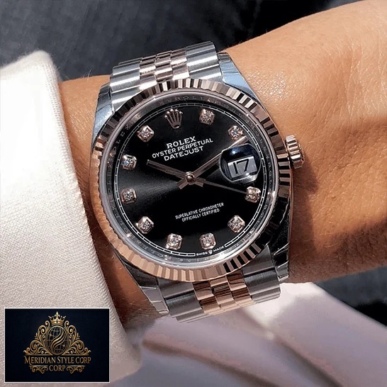 Rolex Diamond 126231 Black Dial Replica on the wrist